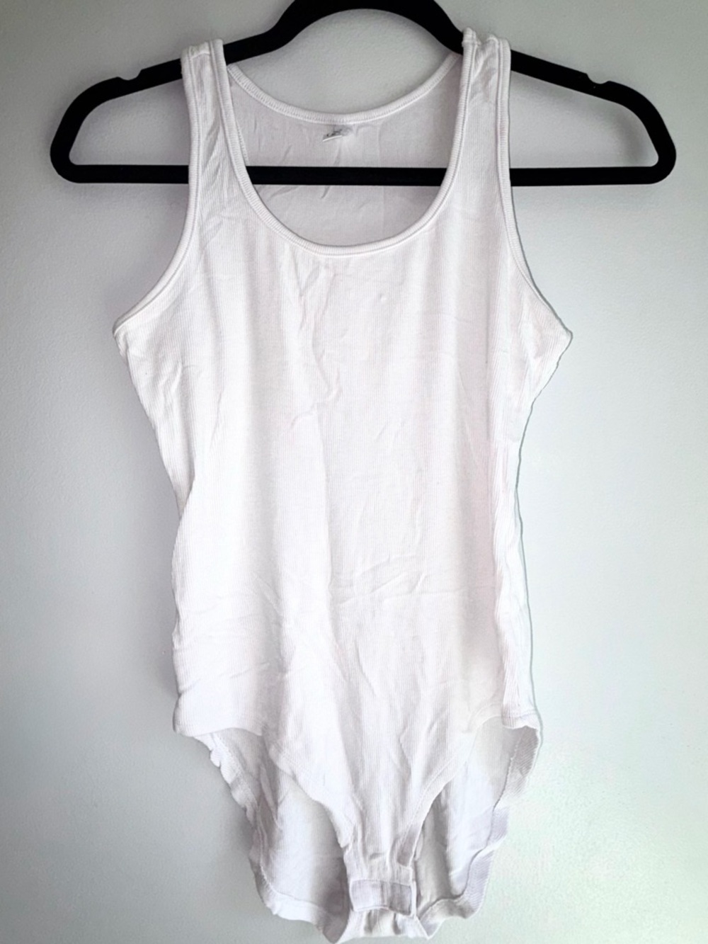 Amazon White Ribbed Tank Bodysuit - Sleeveless Scoop Neck 4/$25